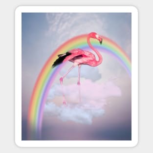 Flamingo walking on the clouds Sticker